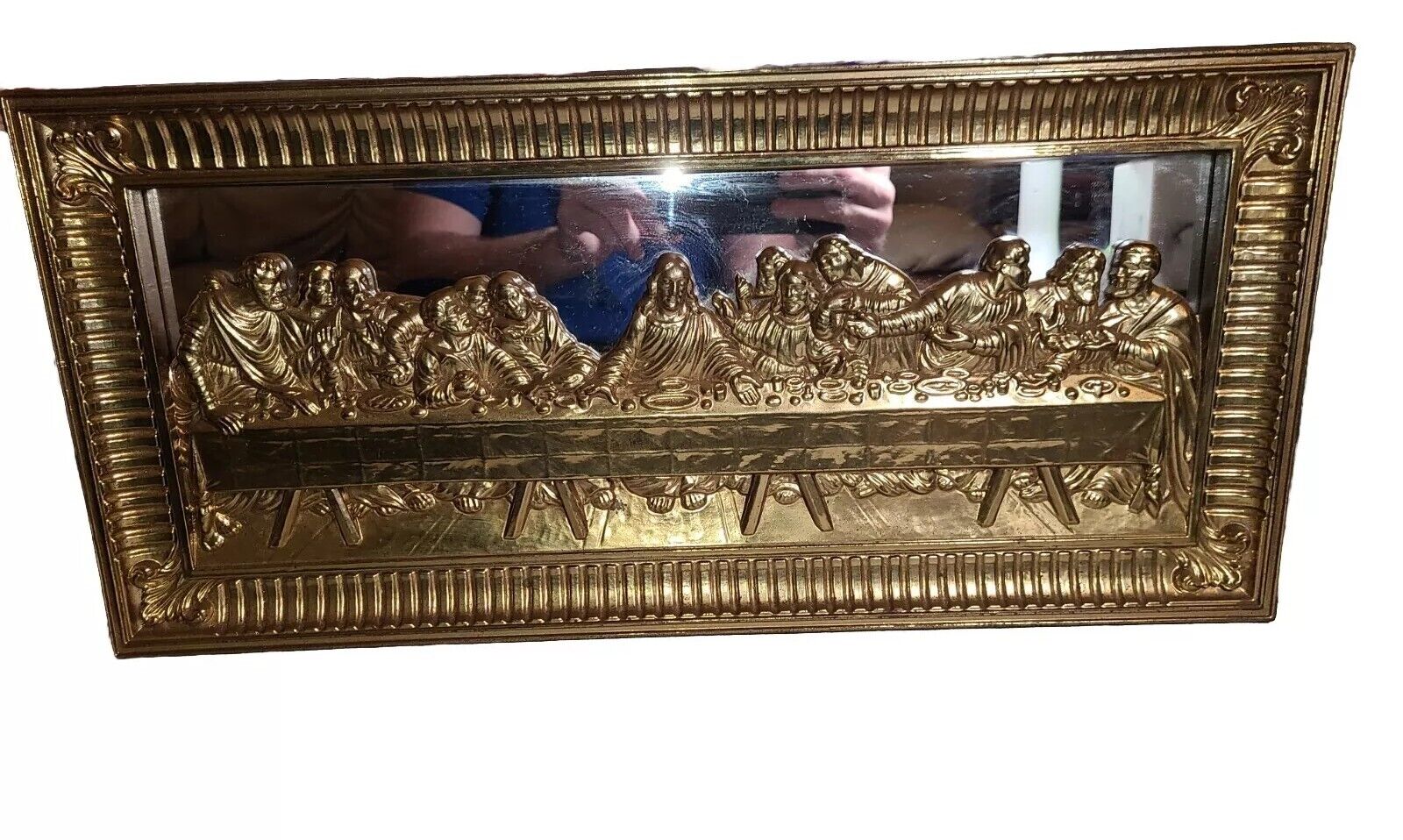 Vintage 3D Last Supper Beautiful Home Interior Mirrored Wall Art 21×10\