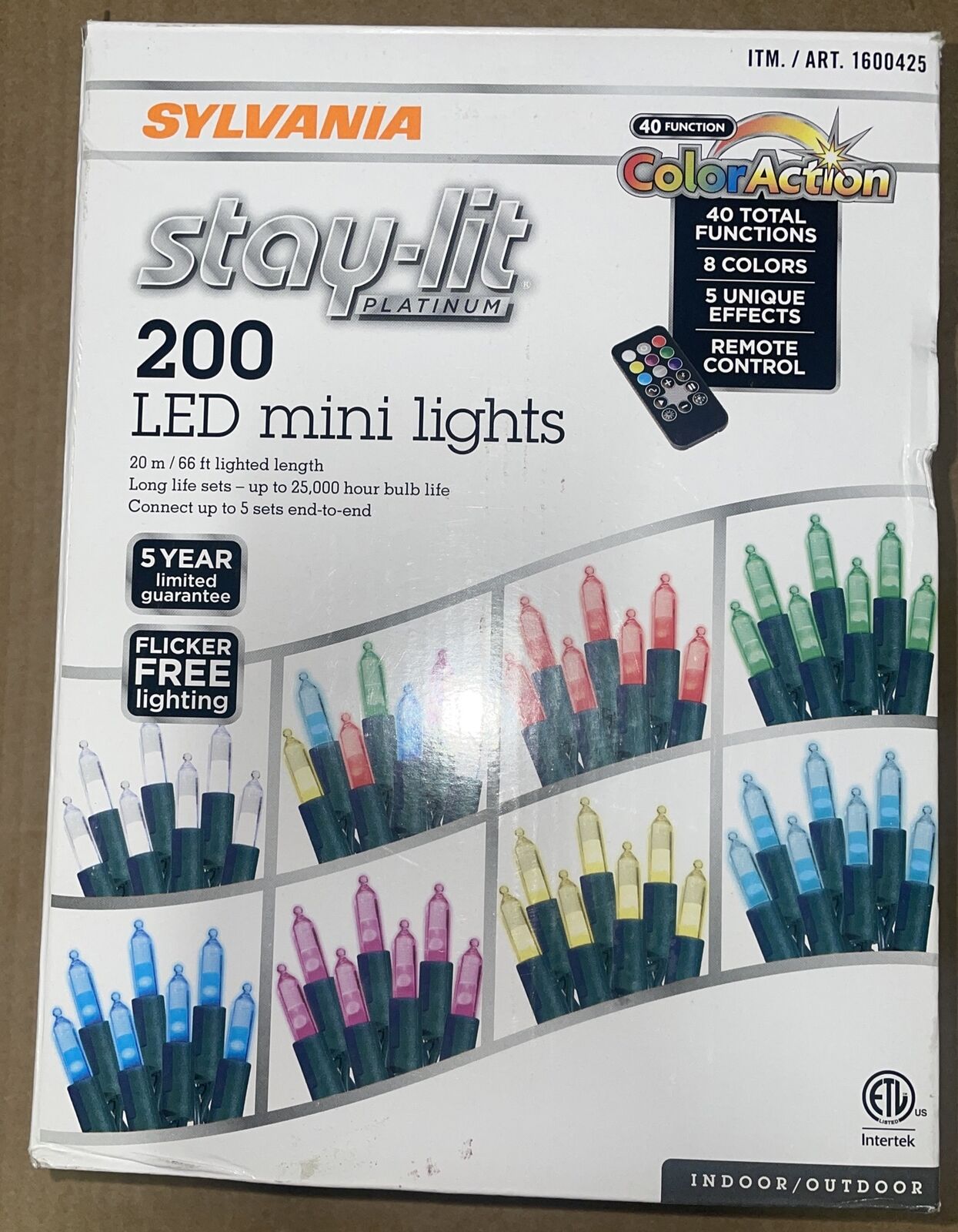 Sylvania 200 LED Mini 8 Colors 40 Functions Christmas Light String With Remote