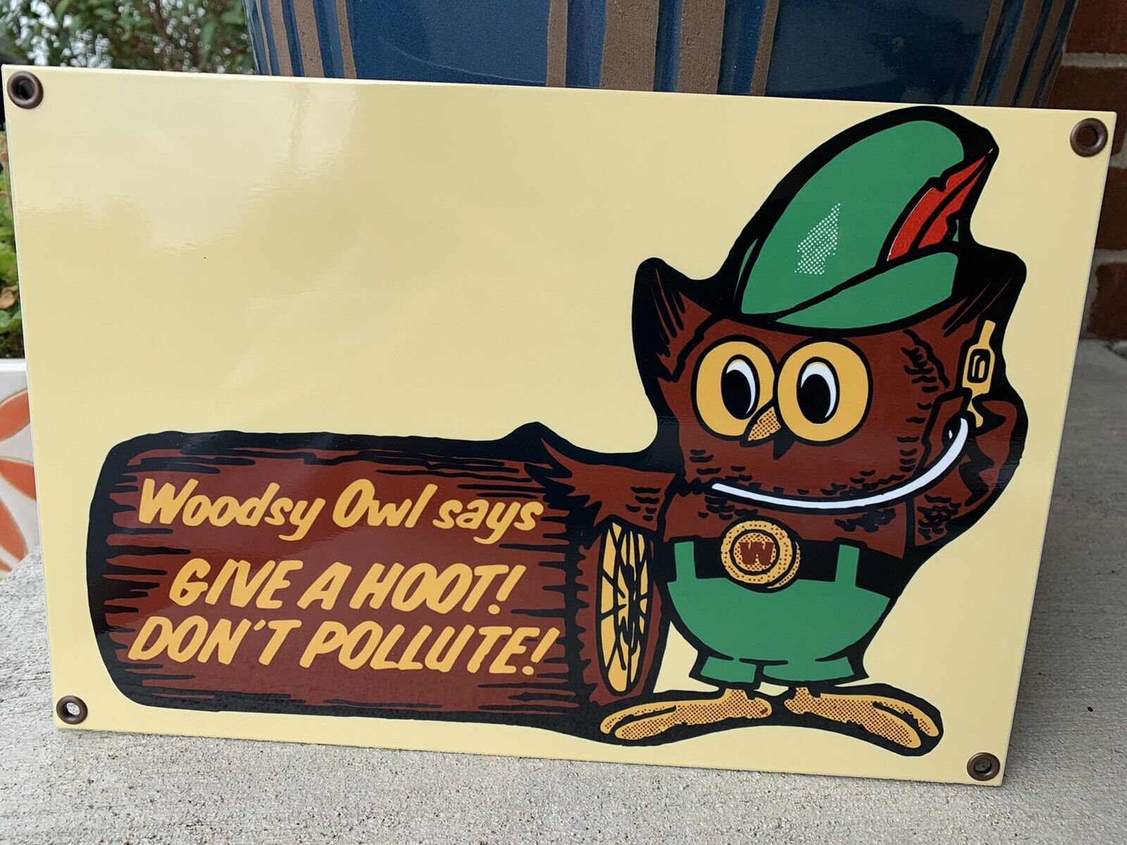 Vintage Style Woodsy Owl Don’t Pollute Heavy Steel Metal Top Quality Sign