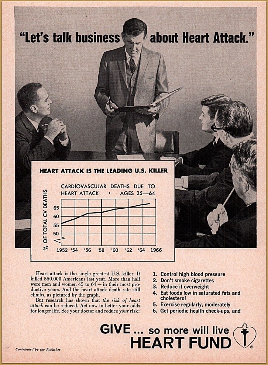 1967 Heart Fund Print ad Heart Attacks