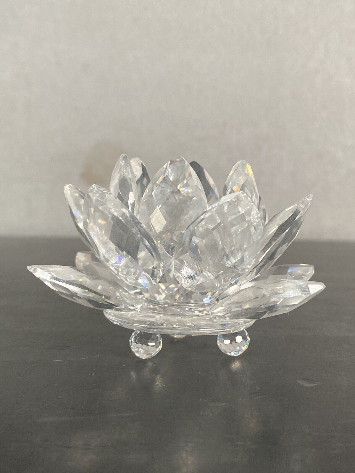 Swarovski silver Crystal water lily lotus flower candle holder original