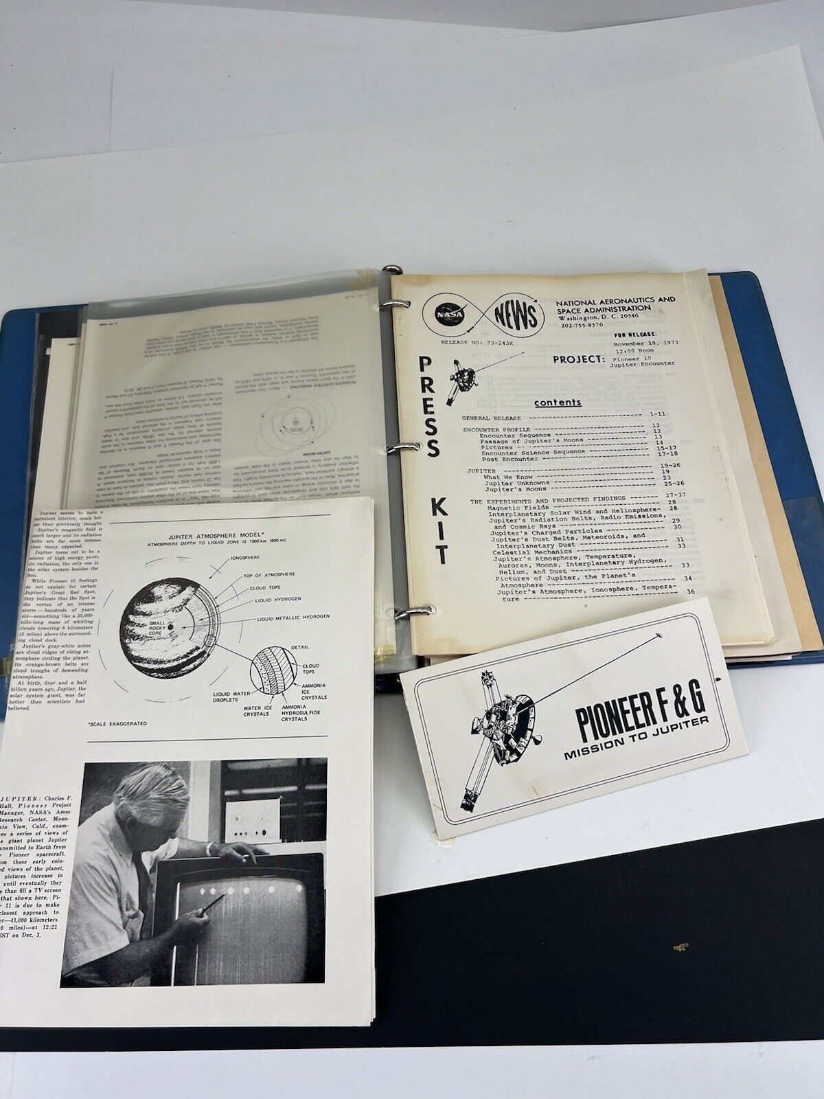 NASA PIONEER JUPITER Ephemera Lot Press Kit AMES Photograph Data Sheet 1973