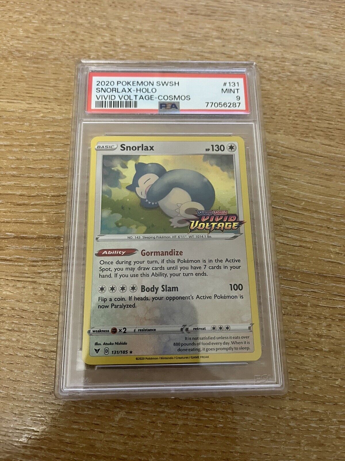 Stamped Snorlax 131/185 PSA 9 Mint Pokémon Cards Vivid Voltage Promo Holo Rare