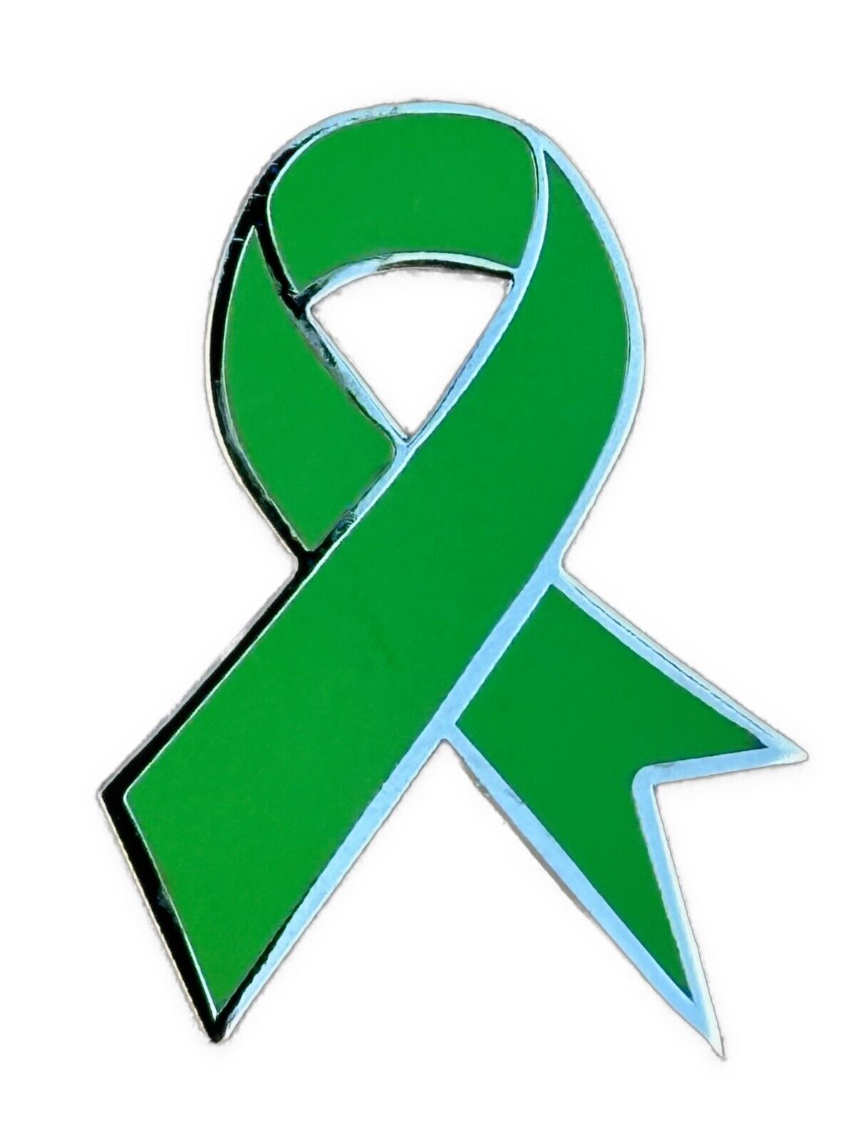 Glaucoma Awareness Green Enamel Ribbon 35mm Lapel Pin Badge