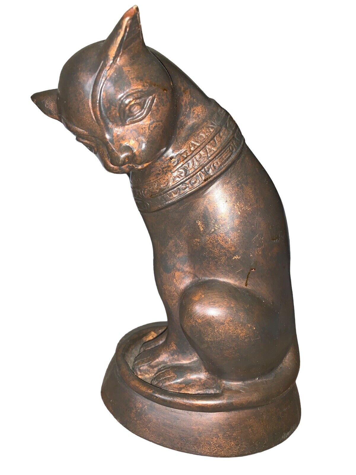 Vintage Bronze Egyptian Sitting Cat Statue Estate Find