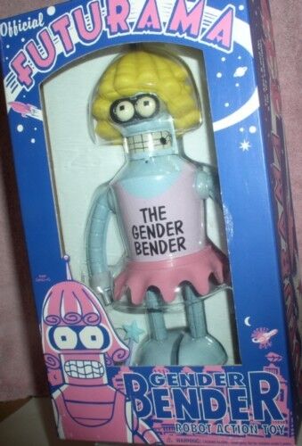 Gender Bender Robot  Action  Tin Wind Up Futurama Key included box dented