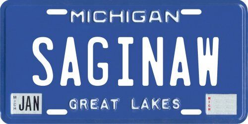 Saginaw Michigan Aluminum MI License Plate 