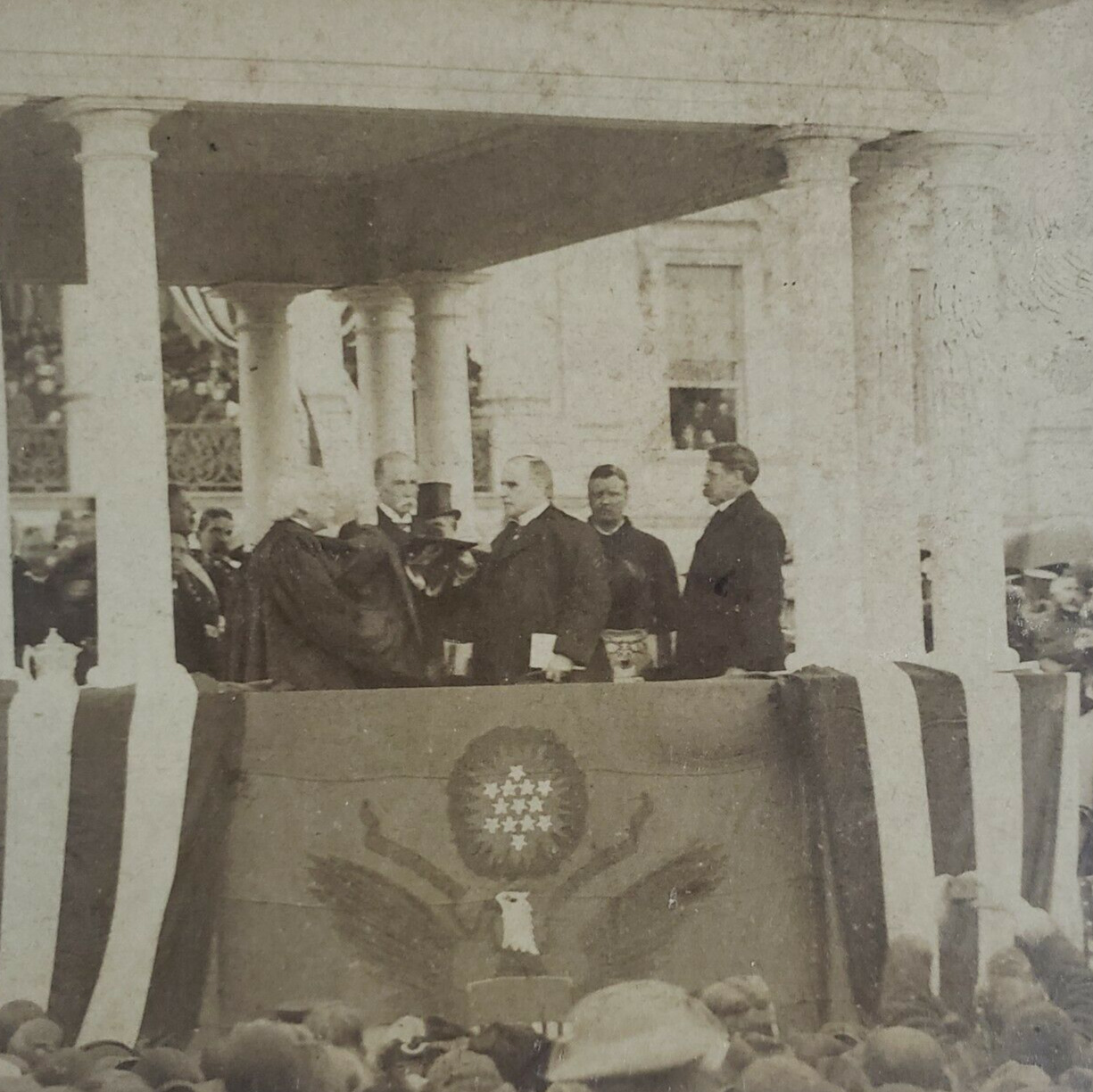 President William McKinley Stereoview c1901 Underwood Justice Fuller Oath L194