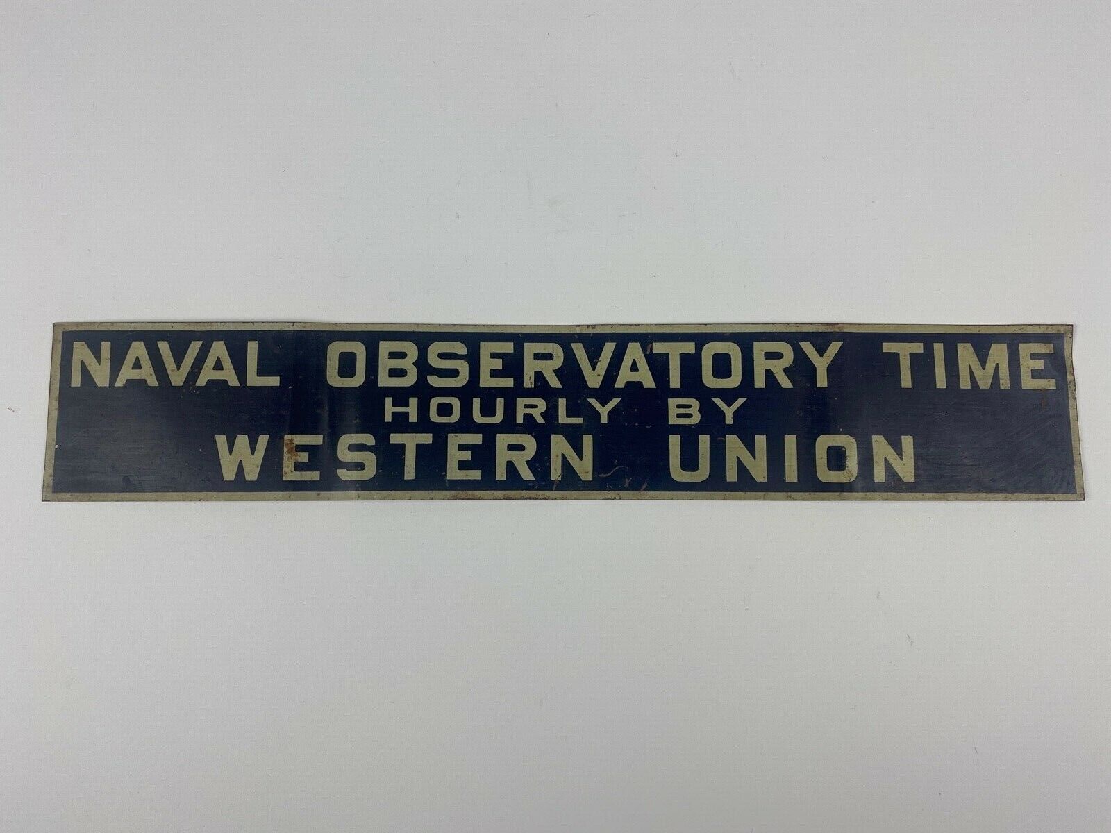 Vintage Western Union Naval Observatory Time Aluminum Sign, 16 x 2-3/4\