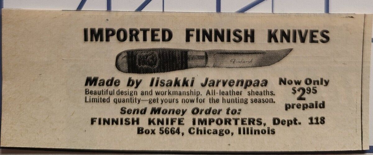 Imported Finnish Knives by Iisakki Jarvenpaa Vintage Print Ad 1948