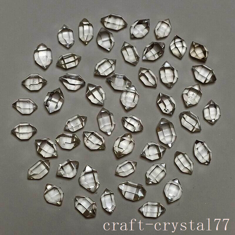 Top Herkimer Diamond AAA Double pointed Faceted Jewels 5-7mm Natural ore from NY