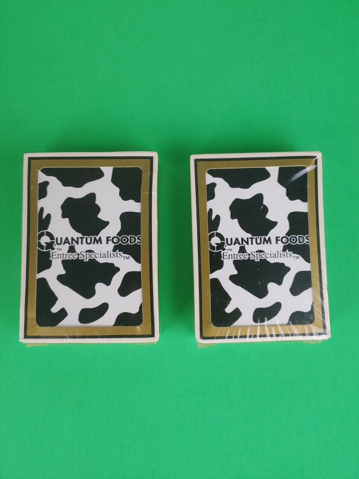 2 VTG Quantum Foods Gemaãco Poker Cow Theme Playing Cards Plastic Coated Sealed 
