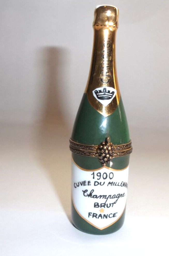 Peint Main Limoges Trinket-Vintage Champagne Bottle