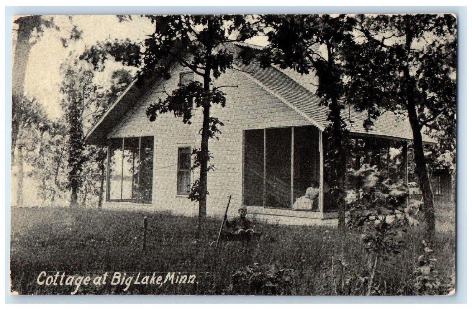 c1910\'s Cottage Boy Scene At Big Lake Minnesota MN Unposted Antique Postcard