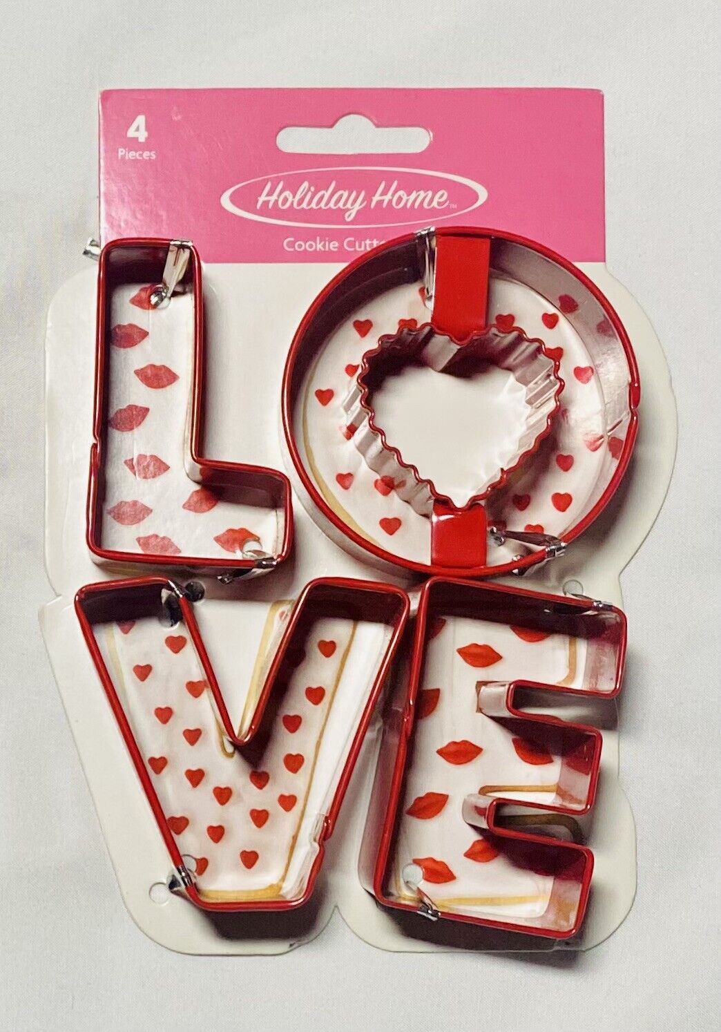 Holiday Home Cookie Cutters Metal  kitchen Valentine 4 pcs. Spells L-O-V-E, New 