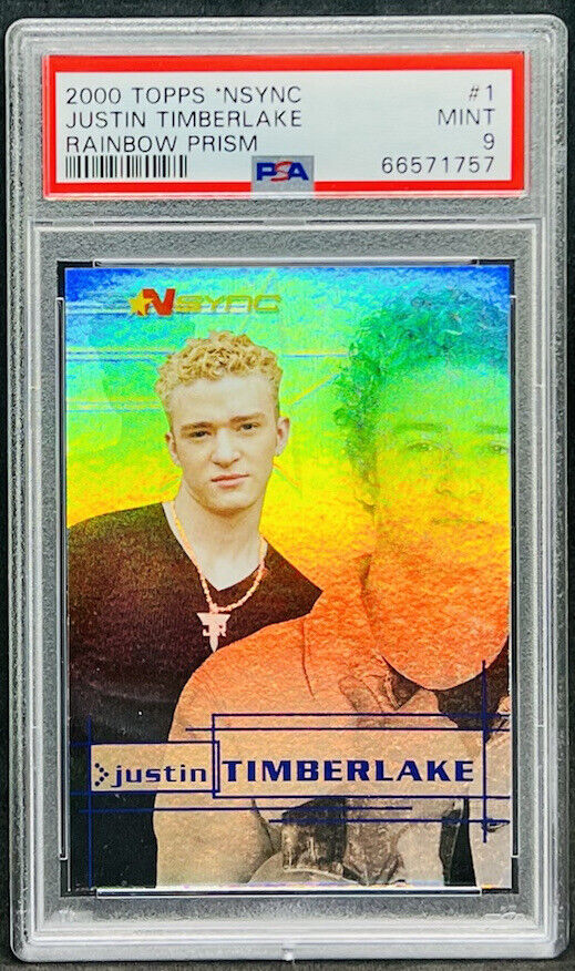 Justin Timberlake 2000 Topps NSYNC Rainbow Prism #1 RC Rookie PSA 9