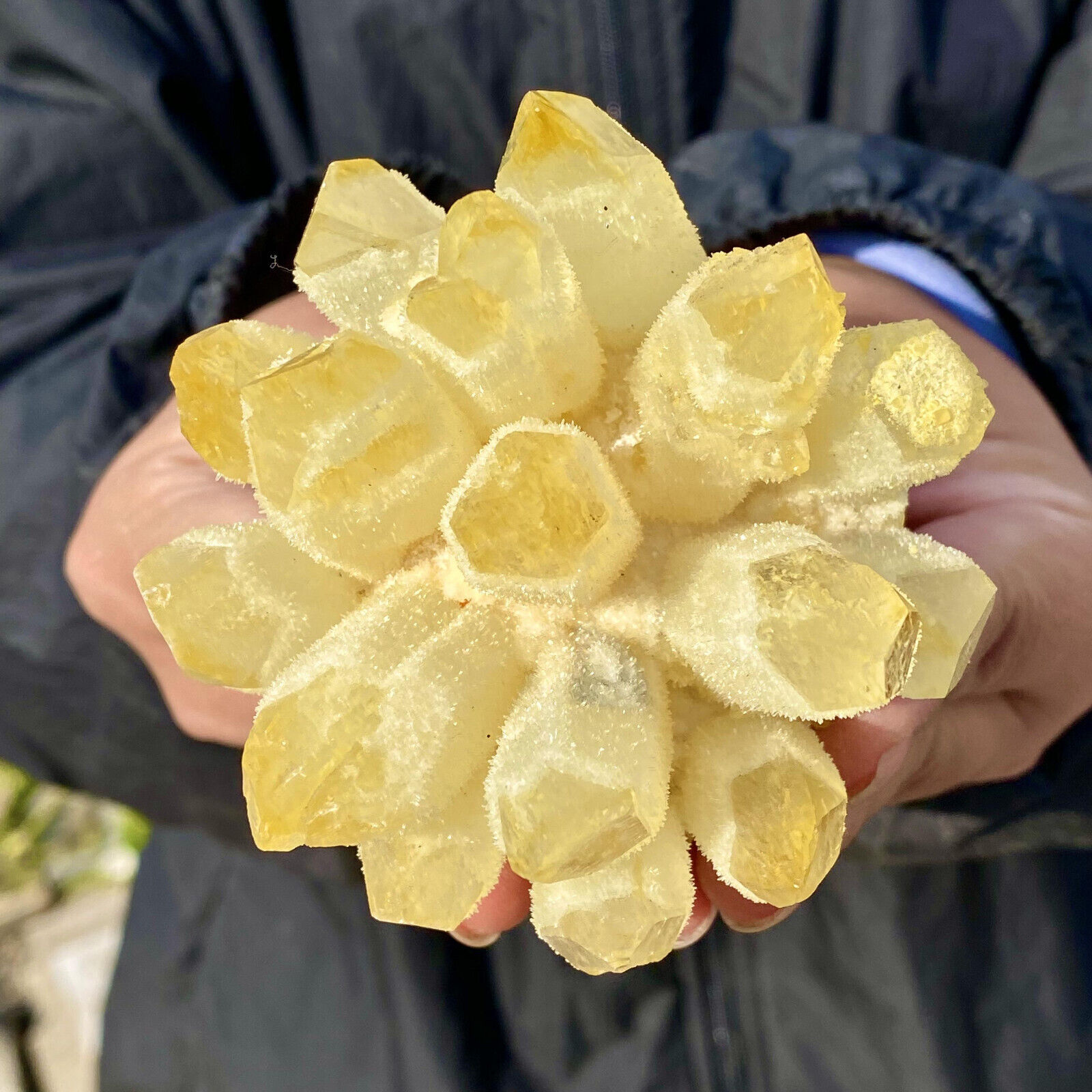 328G New Find Yellow Phantom Quartz Crystal Cluster Mineral Specimen Healing