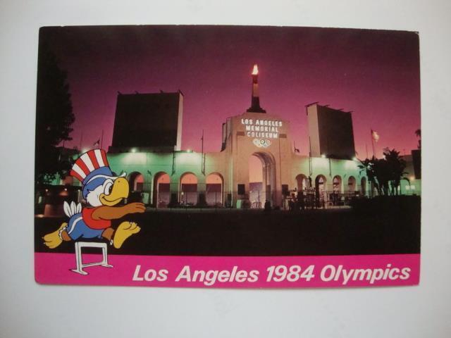 Railfans2 972) Postcard, Los Angeles Memorial Coliseum, 1984 Olympic Track Event