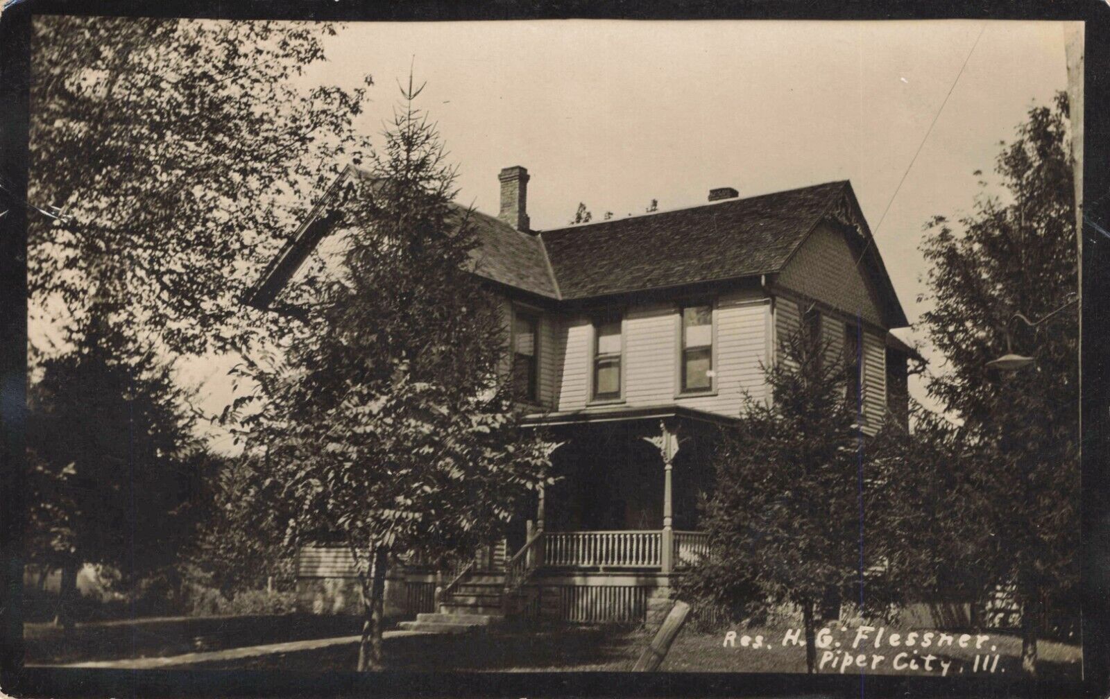 A View Of The Residence Of H.G. Flessner, Piper City, Illinois IL RPPC 1912