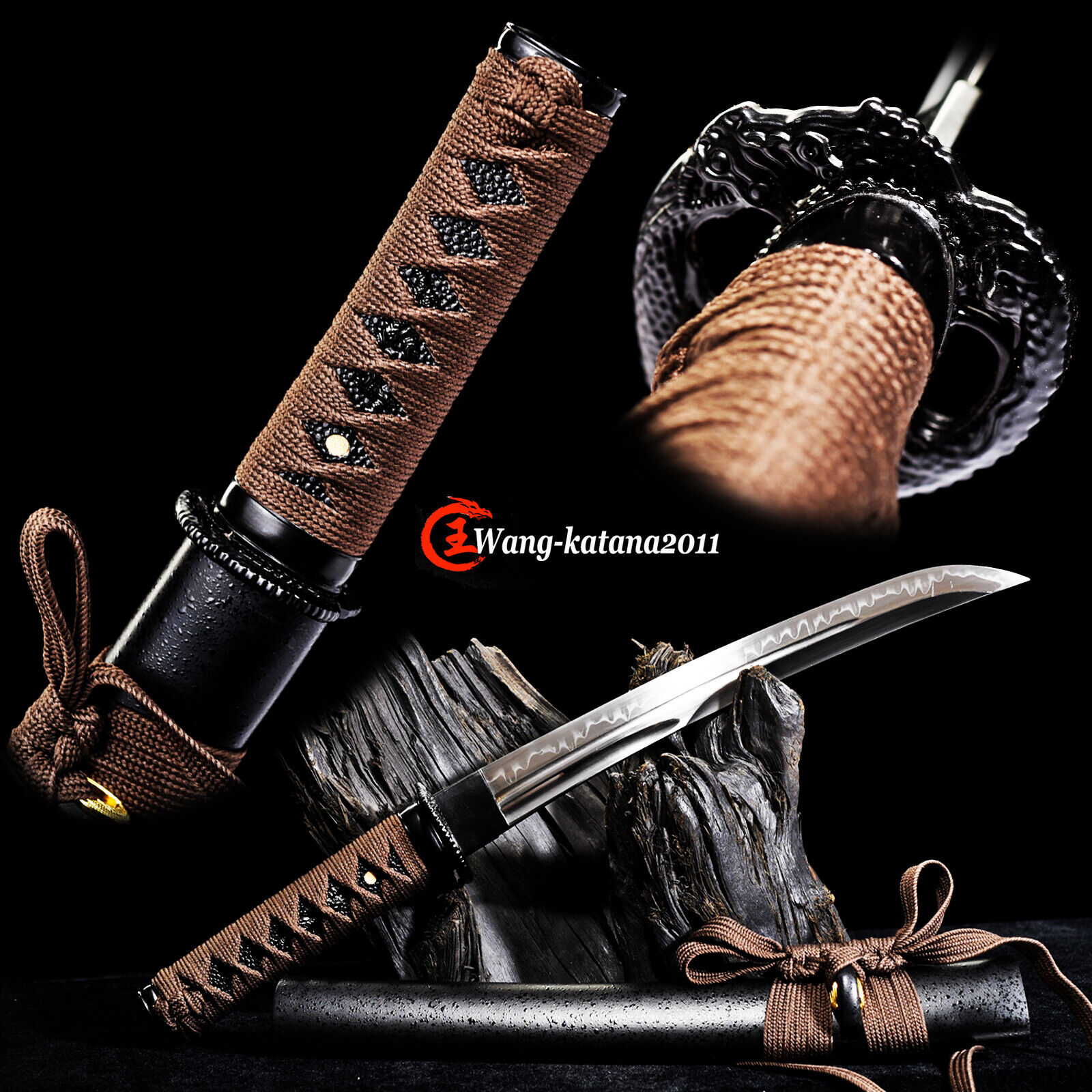 20''Tanto Sharp T10 Clay Tempered Japanese Samurai Short Sword Mini Katana Knife