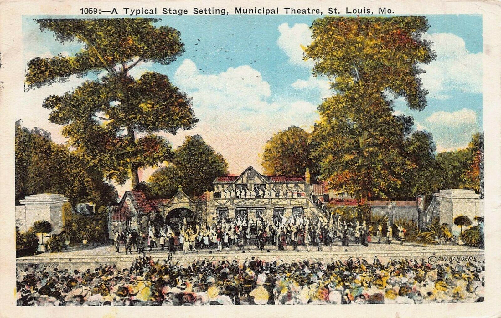 A Typical Stage Setting, Municipal Theater, St. Louis, Missouri, 1926 Postcard