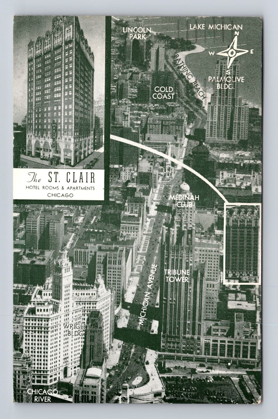 Chicago IL-Illinois, The St Clair, Advertisement, Vintage c1947 Postcard