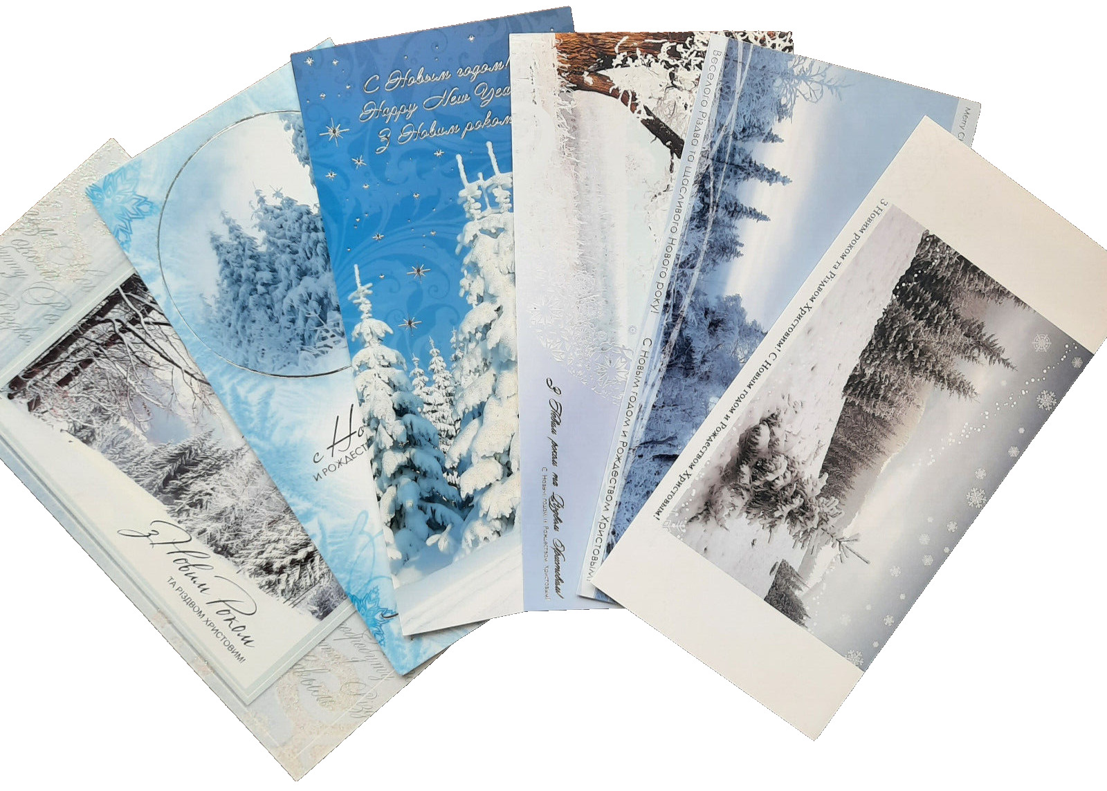 Winter forest Collection New Year Christmas 6 pieces Greeting Card Зимовий ліс