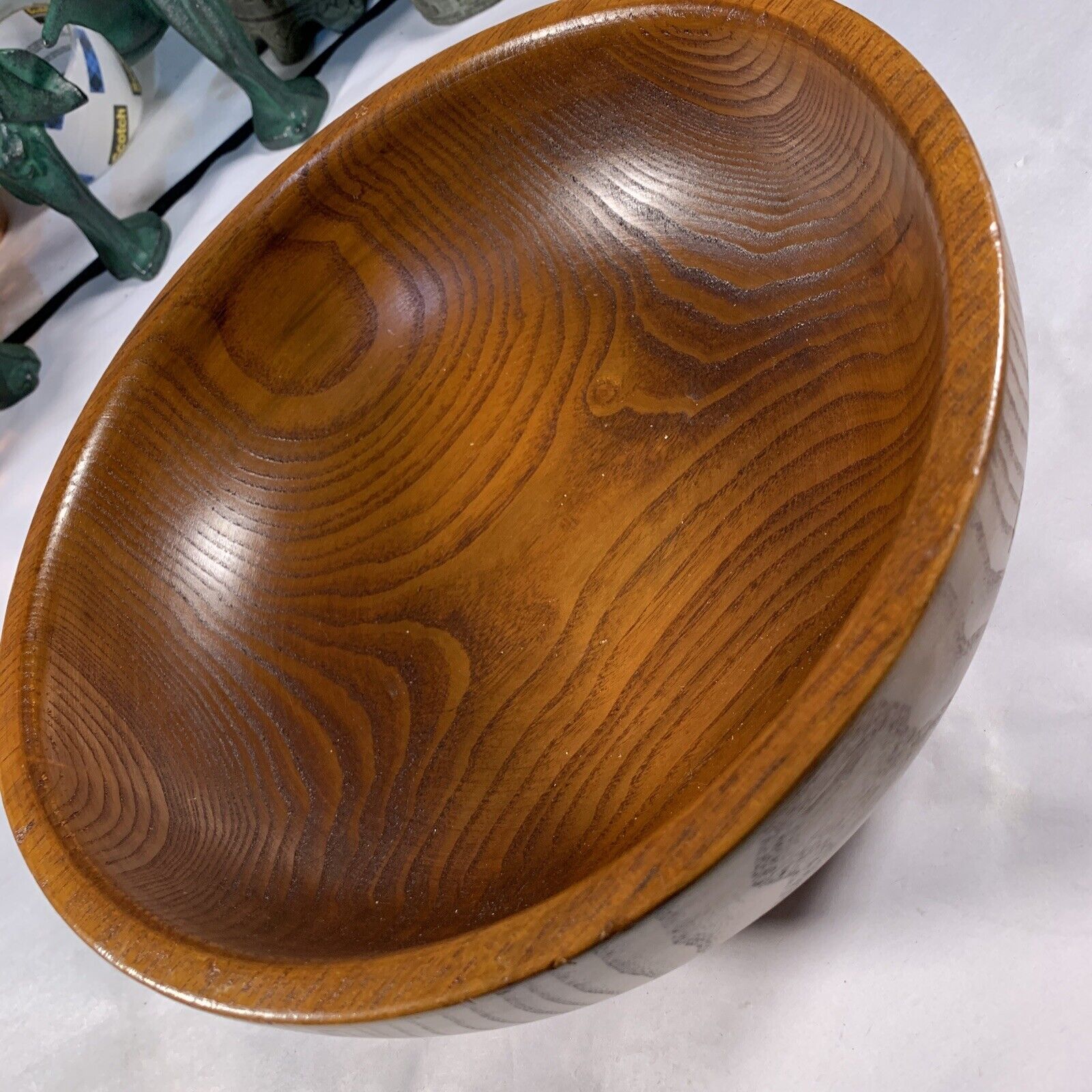Vintage Turned Wood Bowl 10” Wide
