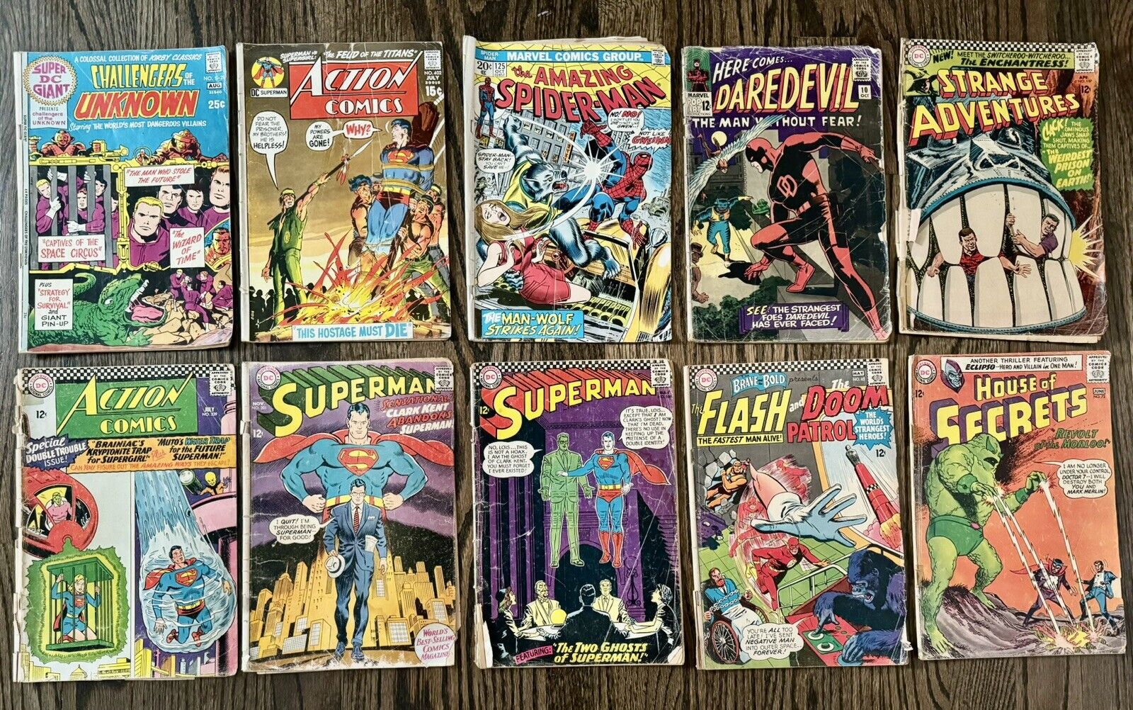 Lot of 10 Low Grade Reader Comics Strange Adventures 187 Superman 186  201 More