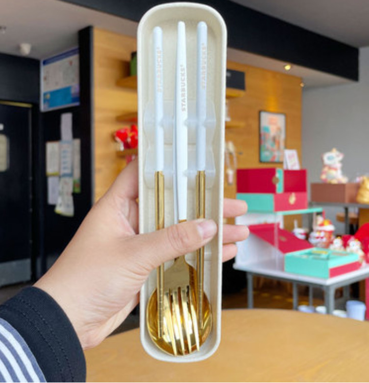 Starbucks Spoon Chopsticks Fork Set 304 stainless steel Portable For Kitchen Bar