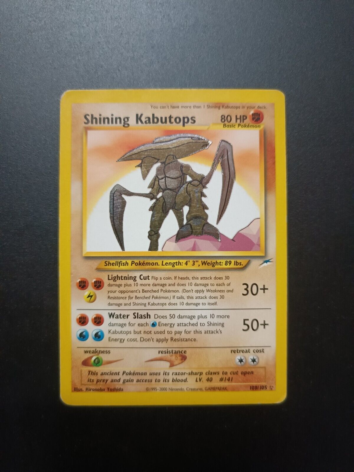 Shining Kabutops 108/105 Neo Destiny GOOD Pokemon Card Eng NO PSA