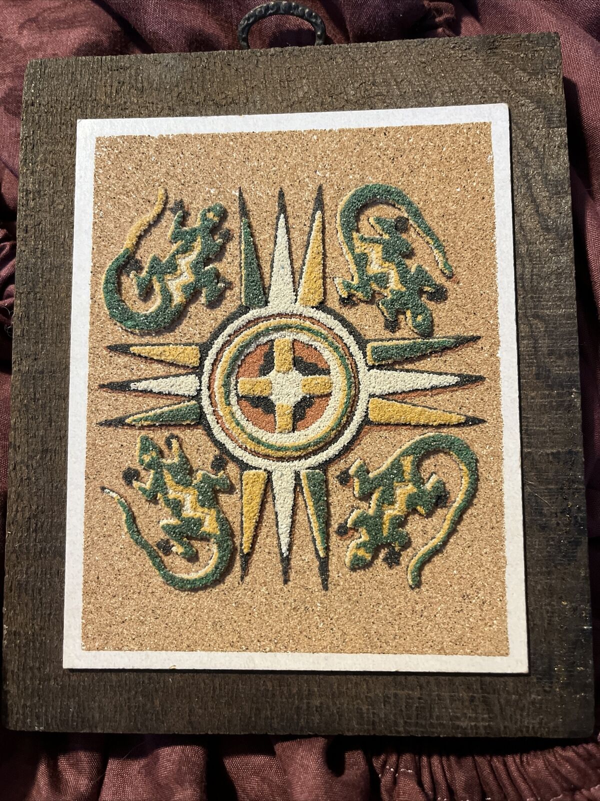 Vtg Native American Sand Painting Art The Creation Of Life Forces Rainbow Way