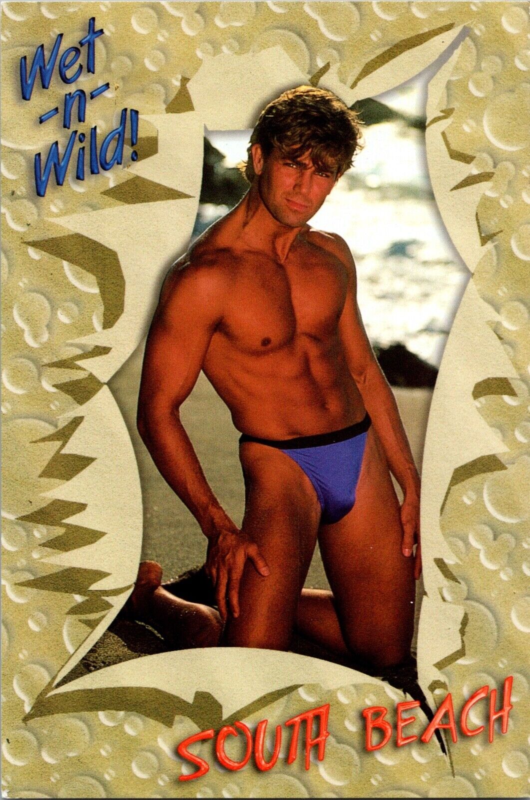 Postcard South Beach FL Wet N Wild Attractive Shirtless Male Model Gay Interest