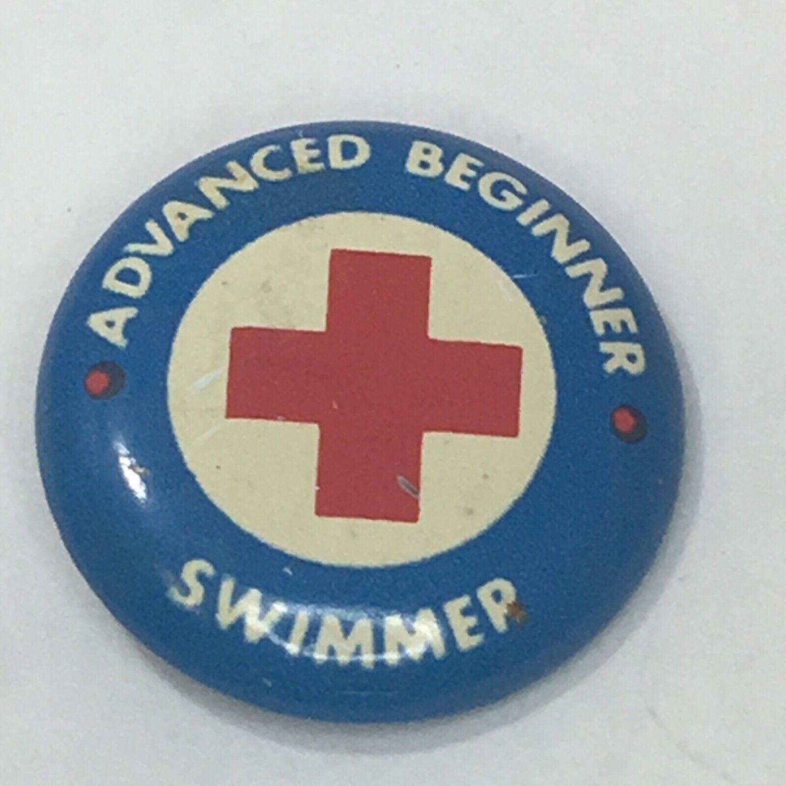 Vintage Red Cross Advanced Beginner Swimmer Pinback Pin Back Button Union Label