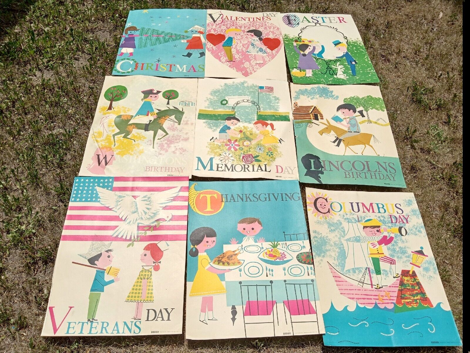 1950s 18 Children's School Posters 9 Holidays 9 school month Americana Jacronda 