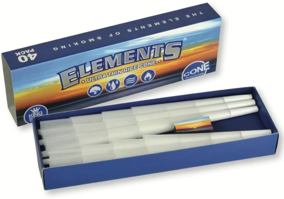 ELEMENTS King Size Pre-Rolled Cones 40 per pack Ultra Thin Rice Papers