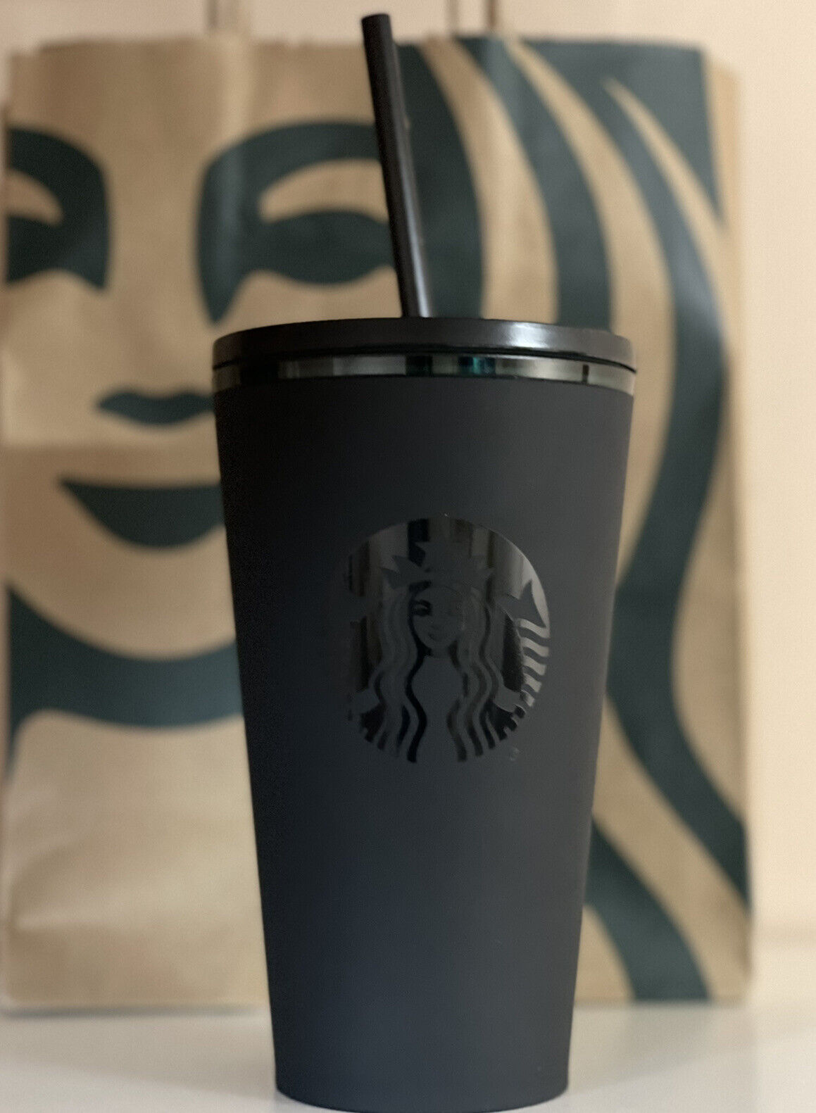 Starbucks 2022 Soft Touch Matte Black 16oz Tumbler Cup NEW HTF