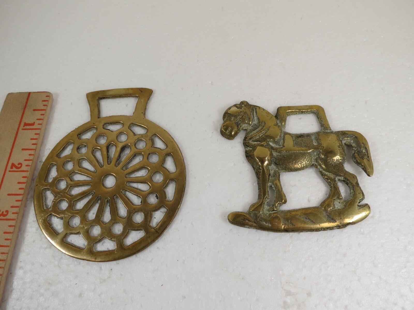 Brass Horse Medallion Vintage English SET OF 2 HORSE ,MEDALLION SET SHIPPING