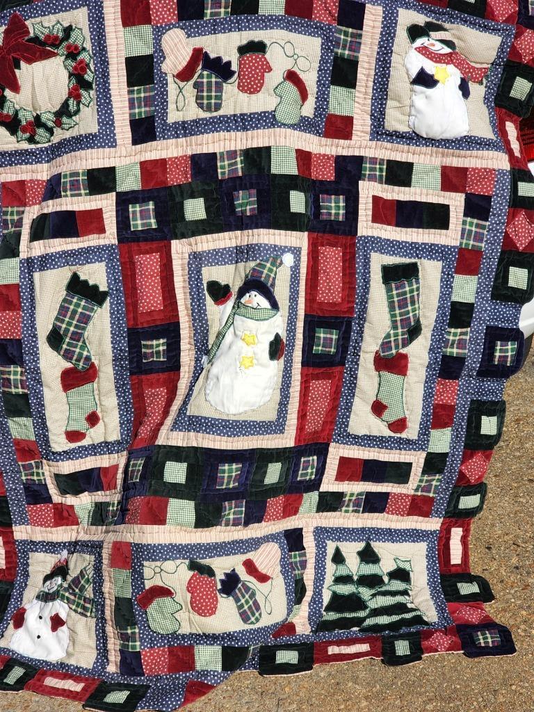 Showy vtg quilt hand sewn patchwork twin 56