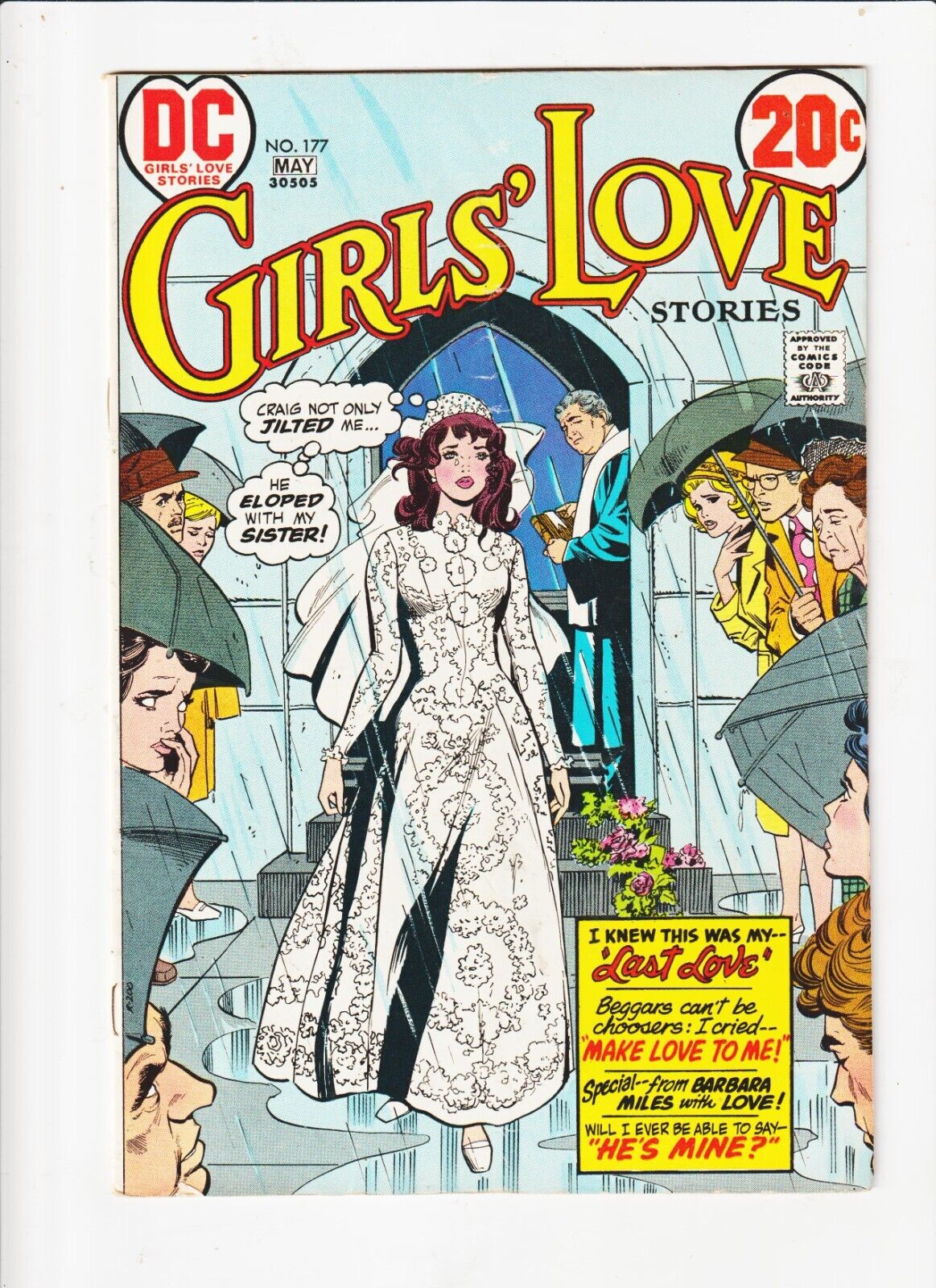 GIRLS\' LOVE 177  comic book D.C. bronze age 1973  WEDDING COVER