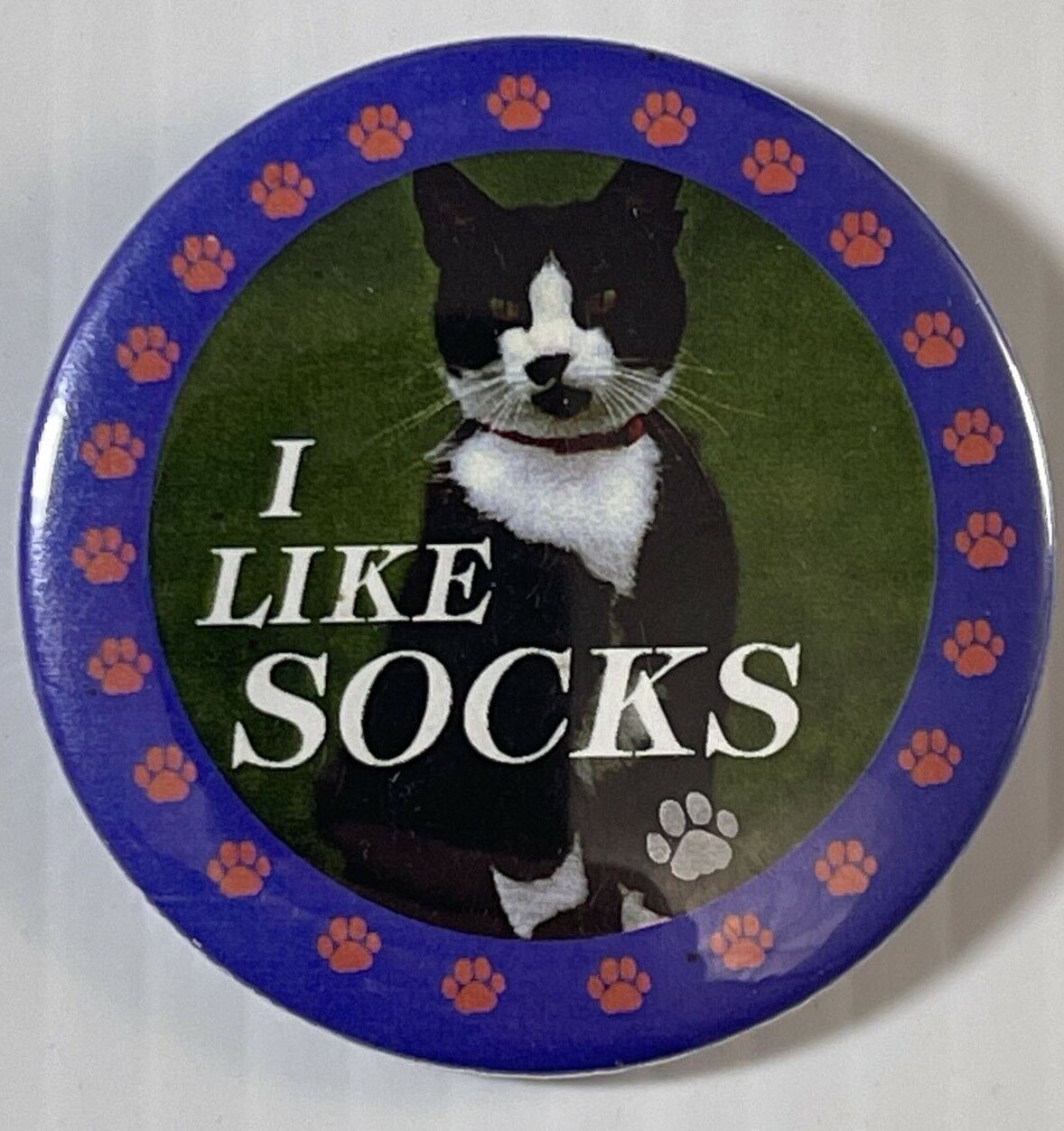 Presidential Campaign Button I Like Socks Bill Clinton First Cat Pin Pinback ‘96