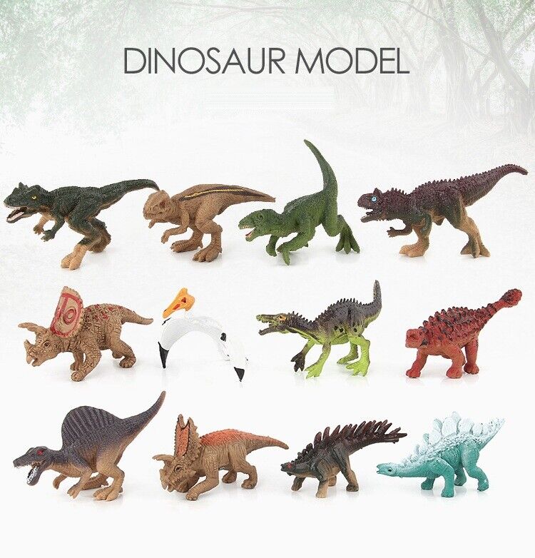 12 pcs Unique Realistic Dinosaur Figures Jurassic Park Dino Toy Assort Lot T-Rex