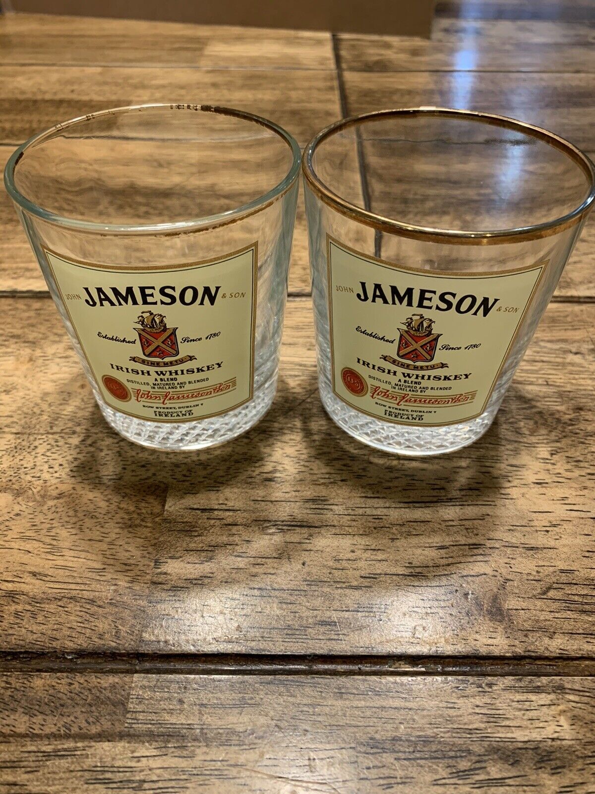 Vintage Jameson Irish Whiskey Lowball Drinking Glasses lot of 2