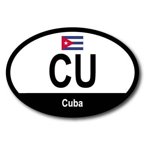 Cuba Cuban Euro Oval Magnet Decal, 4x6 Inches, Automotive Magnet
