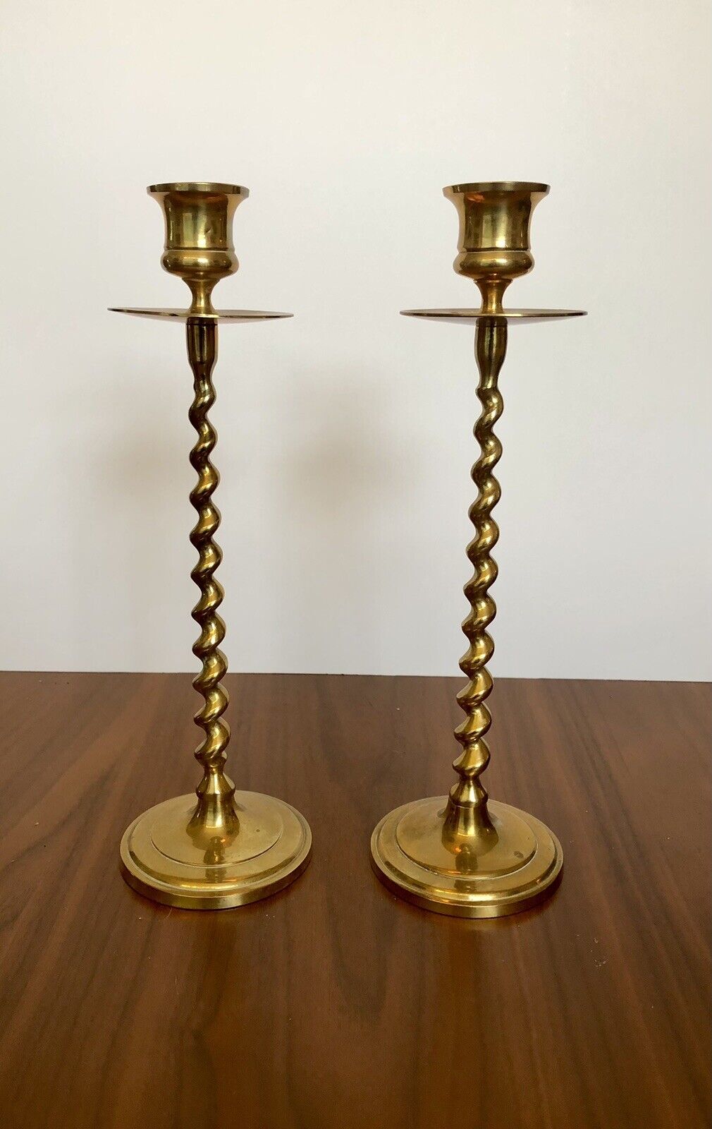 Vintage Brass Barley Twist Candlestick Set Of Two 10.5 Inch