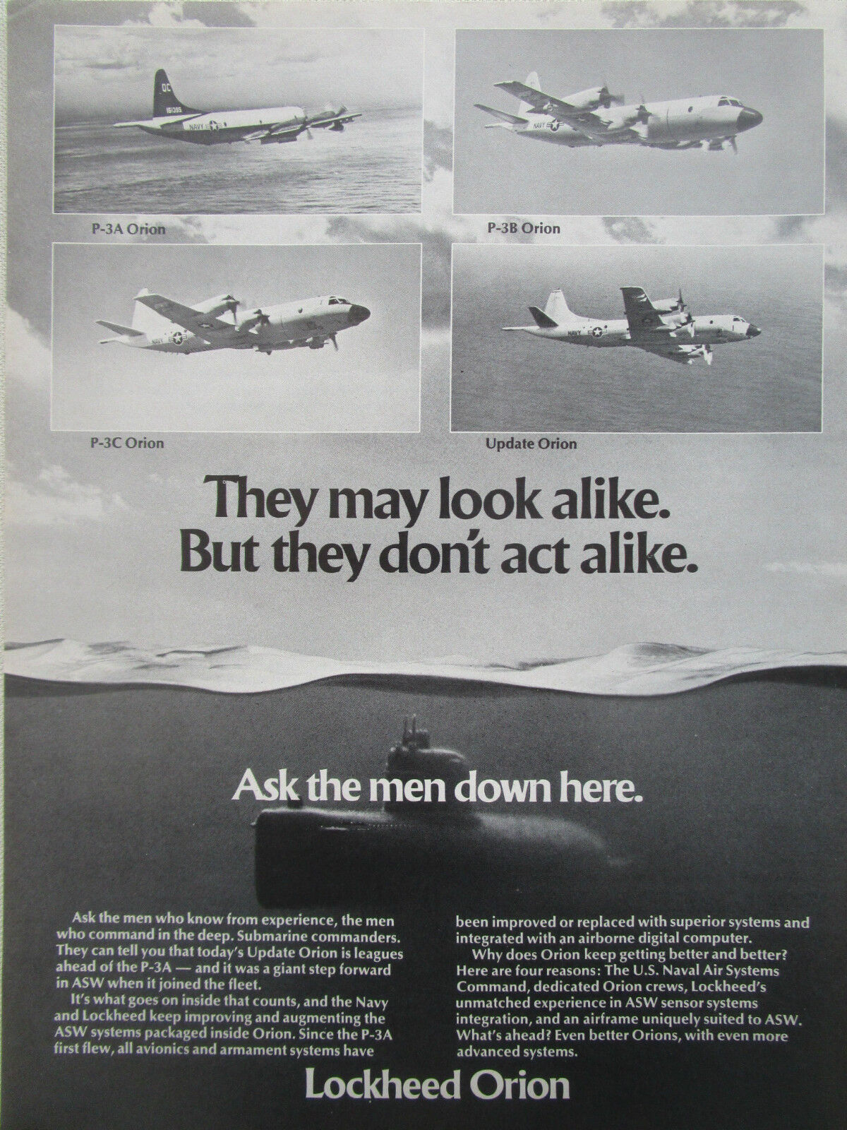 9/1977 PUB LOCKHEED P-3A P-3C UPDATE ORION US NAVY ASW SUBMARINE ORIGINAL AD