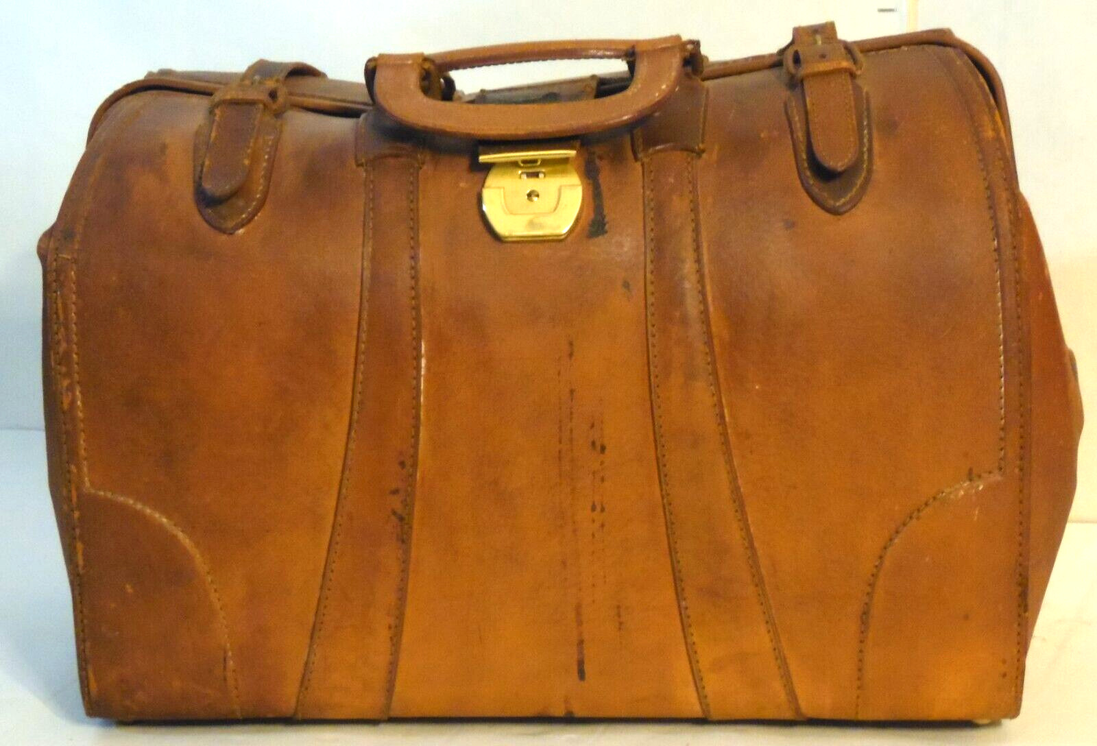 1950\'s VTG Leather Doctors\' Attorneys\' House Call Bag Brown, Large Approx 18\