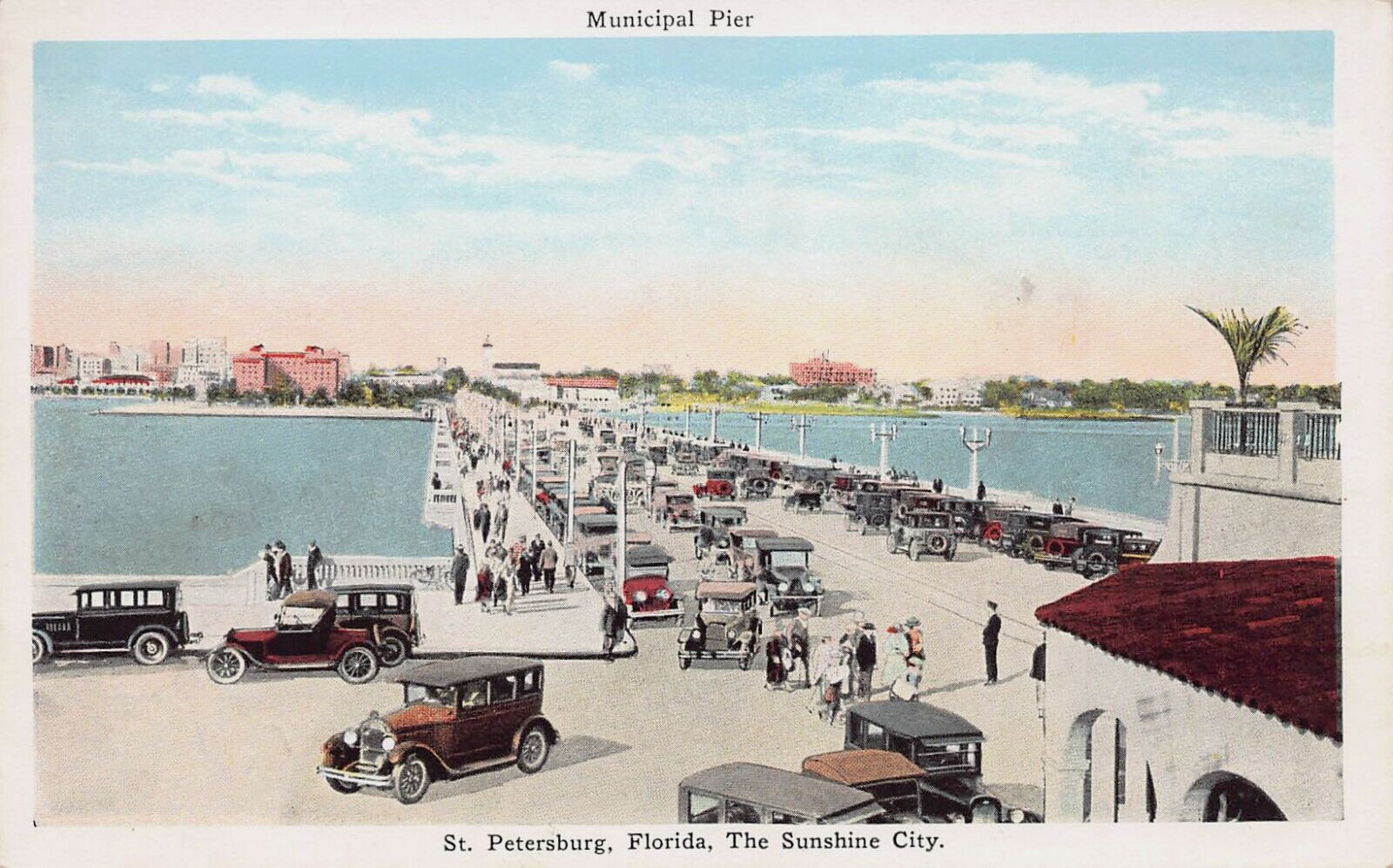 Municipal Pier, St. Petersburg, The Sunshine City, Florida, Early Postcard