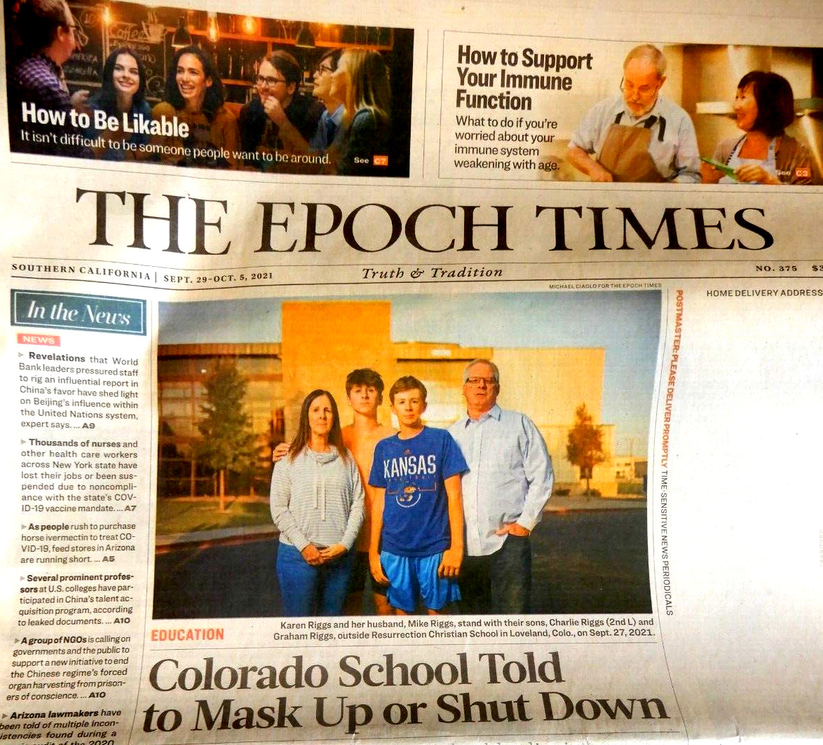THE EPOCH TIMES NEWSPAPER Sept. 29 - Oct. 5, 2021 DEVELOPING COVID LIKE VIRUSES