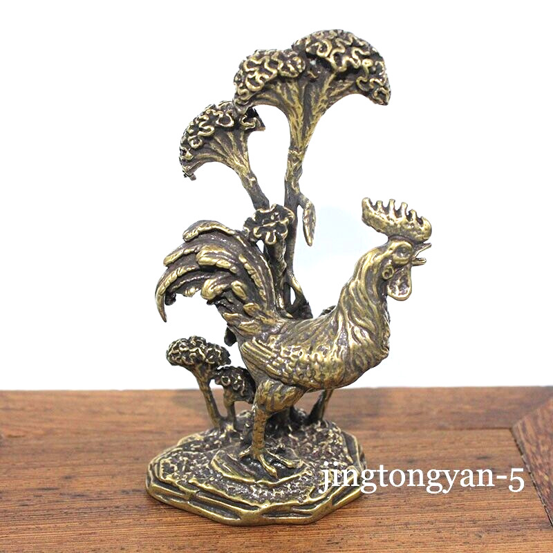 Brass Rooster Figurine Statue House Office Table Decoration Animal Figurines Toy